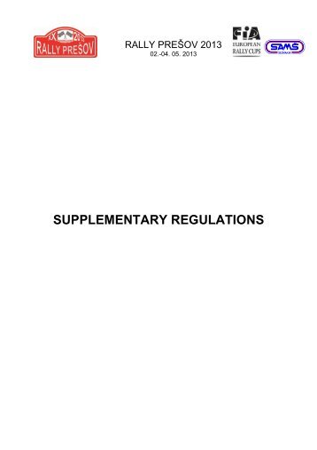 SUPPLEMENTARY REGULATIONS - RALLYPORTAL