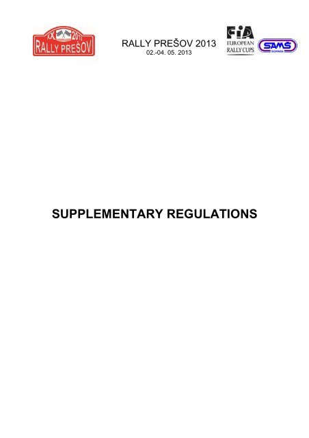 SUPPLEMENTARY REGULATIONS - RALLYPORTAL