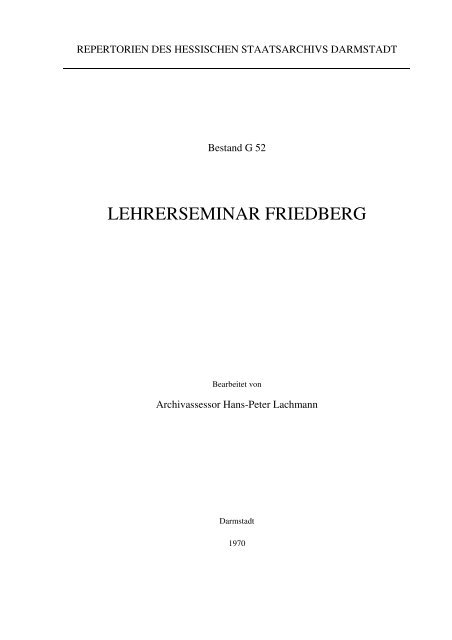 lehrerseminar friedberg - Hessisches Archiv-Dokumentations - Hessen