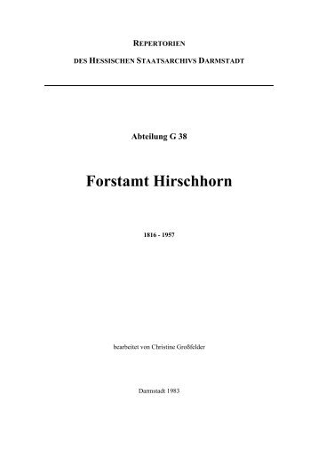 Forstamt Hirschhorn - Hessisches Archiv-Dokumentations - Hessen