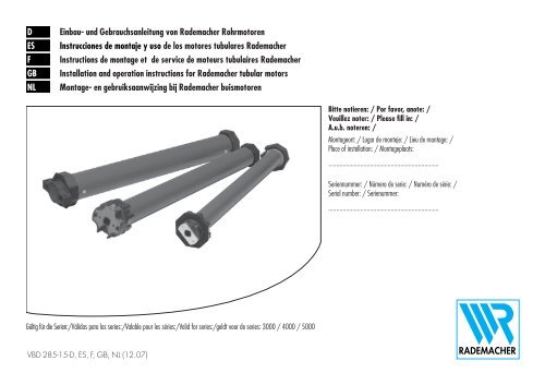 RADEMACHER D Einbau- und ... - Betting und Buss Gbr