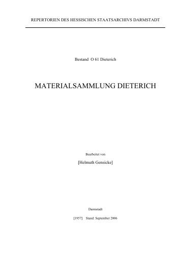 materialsammlung dieterich - Hessisches Archiv-Dokumentations ...