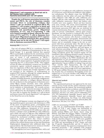 Oligoclonal T cell expansion in blood but not in the thymus from a ...