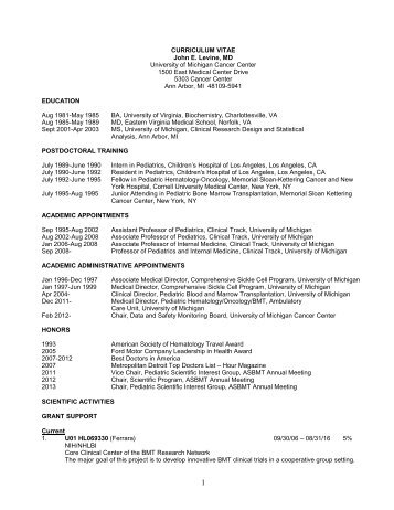 CURRICULUM VITAE John E. Levine, MD University of Michigan ...