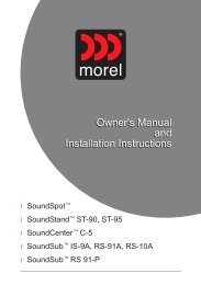 Owner's Manual and Installation Instructions Owner's Manual ... - Morel
