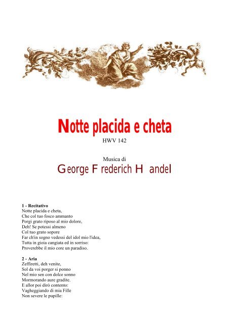 Notte placida e cheta - HAENDEL.IT