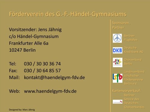 Der Verein unterstützt - Förderverein Händel-Gymnasium Berlin