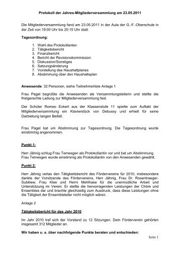 Protokoll der Jahres-Mitgliederversammlung am 23.05.2011 Seite 1 ...
