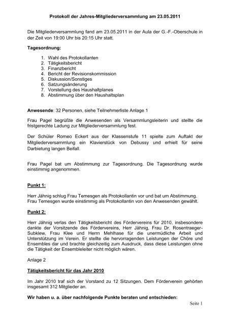 Protokoll der Jahres-Mitgliederversammlung am 23.05.2011 Seite 1 ...