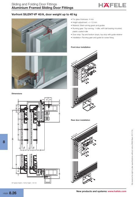 Sliding and Folding Door Fittings Aluminium Framed Sliding ... - Hafele