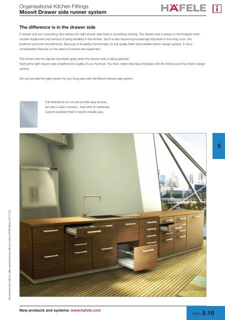 Moovit Drawer Side Runner System Hafele