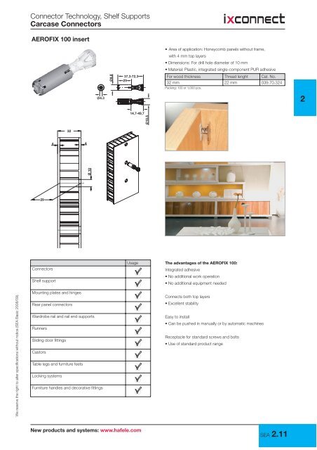 Connector Tecjnology, Shelf Supports - Carcase Connectors - Hafele