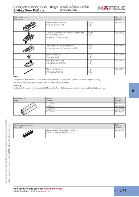 Sliding Door Fittings - Hafele