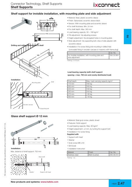 Connector Technology, Shelf Supports Shelf Supports - Hafele