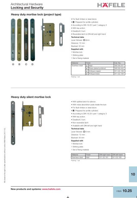 Door Handles, Locking and Security - Hafele