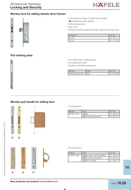 Door Handles, Locking and Security - Hafele