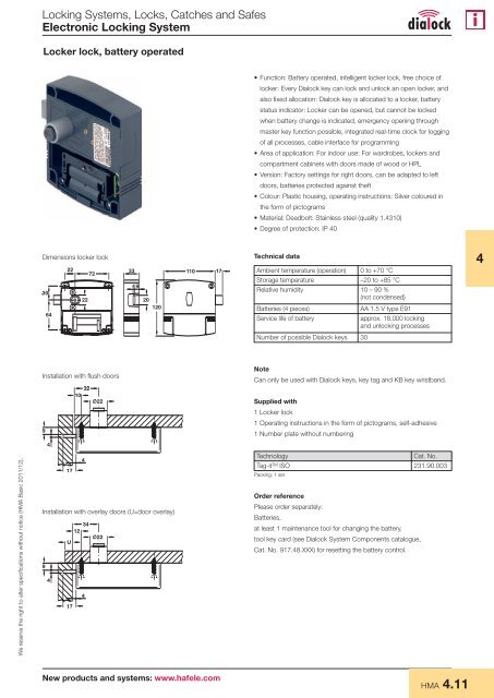 Eletronic Locking System - Hafele