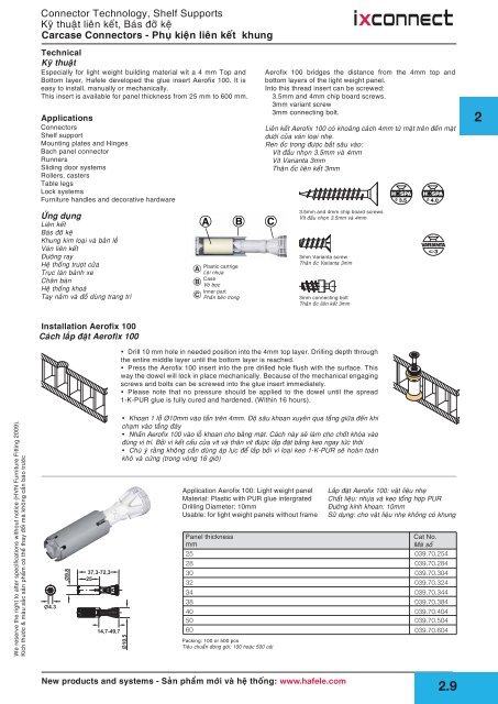 Connector Technology, Shelf Supports Kyõ thuaät lieân keát - Hafele