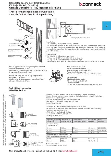 Connector Technology, Shelf Supports Kyõ thuaät lieân keát - Hafele