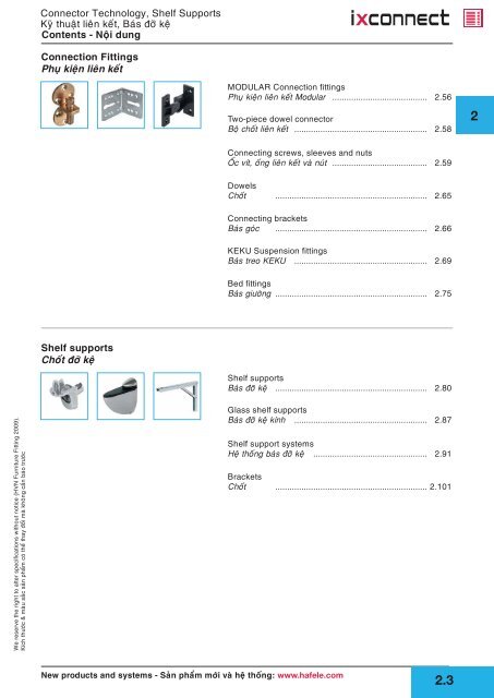 Connector Technology, Shelf Supports Kyõ thuaät lieân keát - Hafele