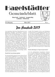 März 2013 - der Gemeinde Hagelstadt