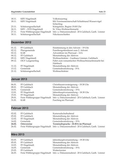 Jahrgang 2012 - der Gemeinde Hagelstadt