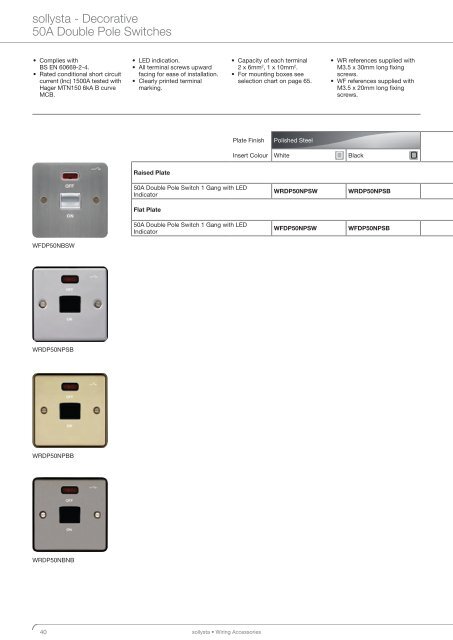 sollysta wiring accessories including white moulded ... - Hager