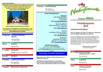 OG Götzis Jahresprogramm 2010 - Naturfreunde Vorarlberg