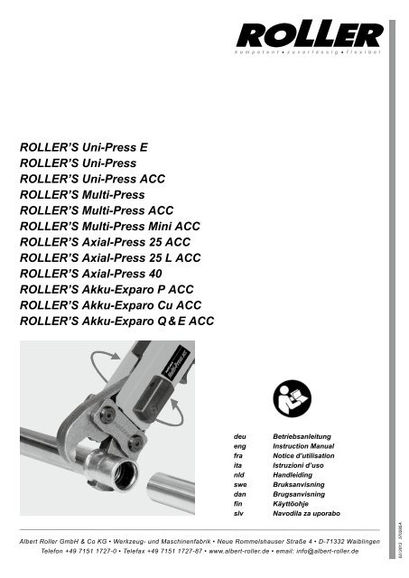 ROLLER'S Uni-Press E ROLLER'S Uni-Press ... - Albert Roller