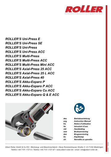 ROLLER'S Uni-Press E ROLLER'S Uni-Press SE ... - Albert Roller