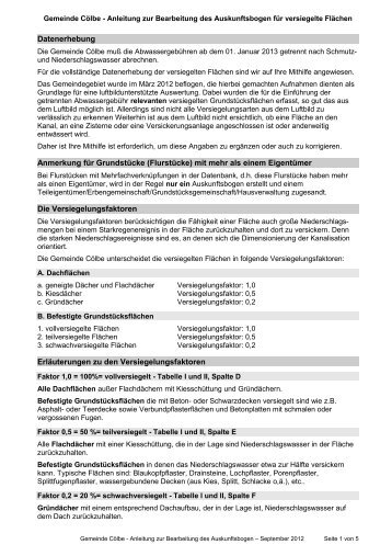 Infoblatt zum Fragebogen - Gemeinde Cölbe