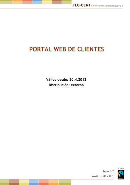PORTAL WEB DE CLIENTES - FLO-CERT GmbH