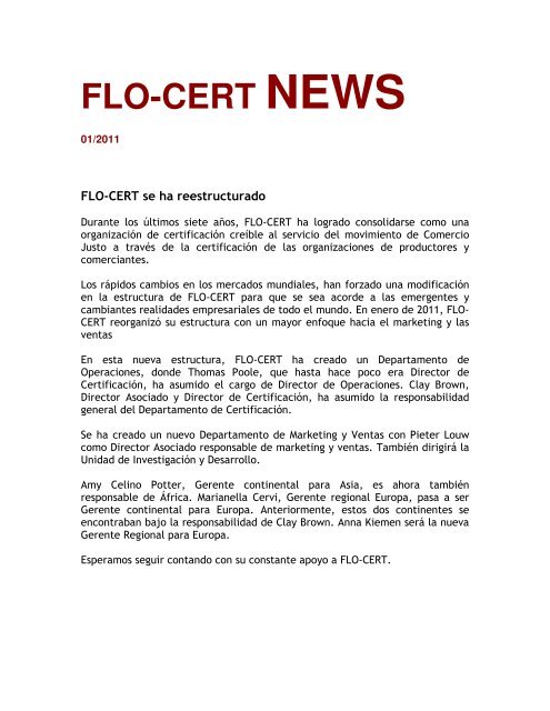 CERT Newsletter items April_Spanish_FINAL - FLO-CERT GmbH