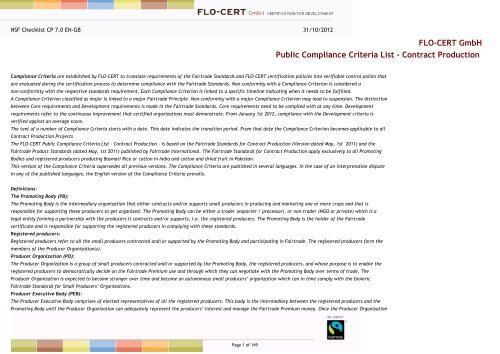 FLO-CERT GmbH Public Compliance Criteria List - Contract ...