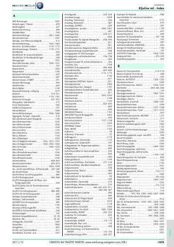 Ključna reč - Index Indeksi A B - HAHN+KOLB Werkzeuge GmbH