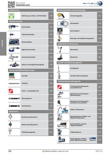 Kapitelübersicht Messmittel - HAHN+KOLB Werkzeuge GmbH