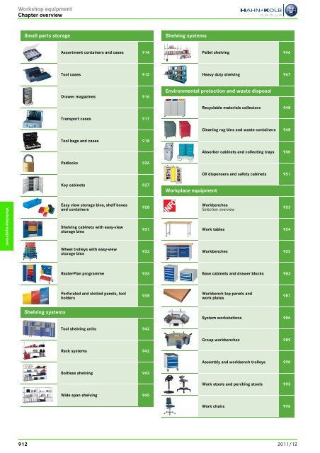 Hahn Kolb Toolcatalog 2011 12 Workshop Cabinets And Benches