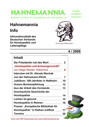 Infoblatt 4/2009 - Hahnemannia