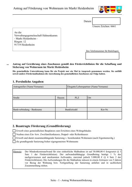 Antrag auf Förderung von Wohnraum im Markt ... - Hahnenkamm