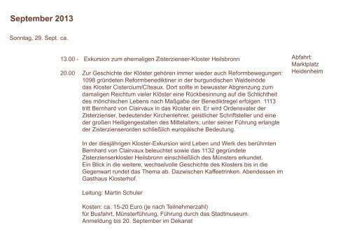 Veranstaltungskalender Kloster Heidenheim 2013 - Hahnenkamm