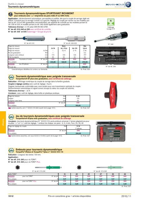 Outils généraux Aperçu des chapitres 2010/11