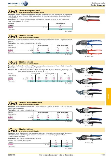 Outils généraux Aperçu des chapitres 2010/11