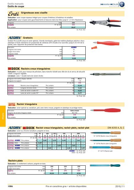 Outils généraux Aperçu des chapitres 2010/11