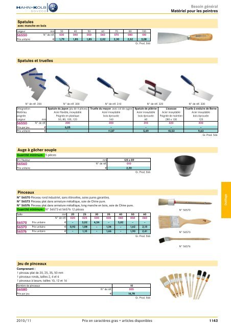 Outils généraux Aperçu des chapitres 2010/11