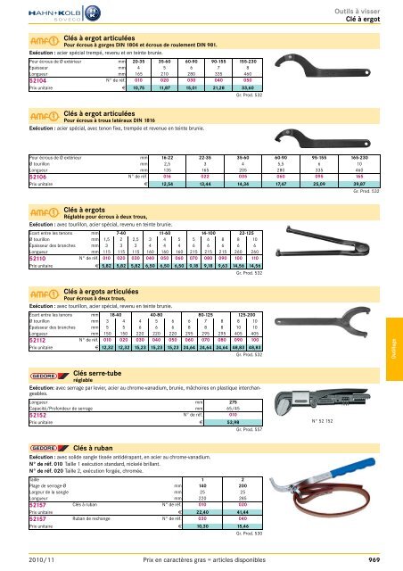 Outils généraux Aperçu des chapitres 2010/11