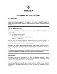 Recruitment and Selection Policy - Haigh's Chocolates