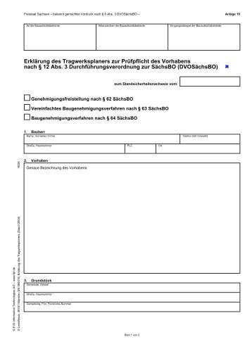 Erklärung des Tragwerksplaners zur Prüfpflicht des ... - Hainichen