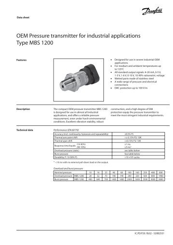 OEM Pressure transmitter for industrial applications Type ... - Hainzl