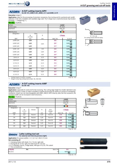 HAHN+KOLB-Toolcatalog 2011/12 – Metal Cutting Tools