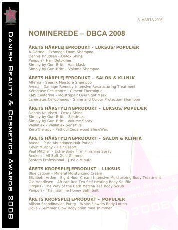 [pdf] nominerede – dbca 2008 - Hair Magazine